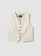 Beige Weste in Slim Fit aus Viskose-Leinen-Mix_4