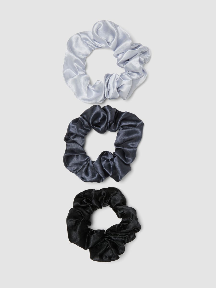SINCERELY HAIR Chouchous en satin Medium lot de 3 Noir & Gris_1