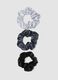 SINCERELY HAIR Scrunchies de cetim m&eacute;dios pack de 3 Preto & Cinzento_1