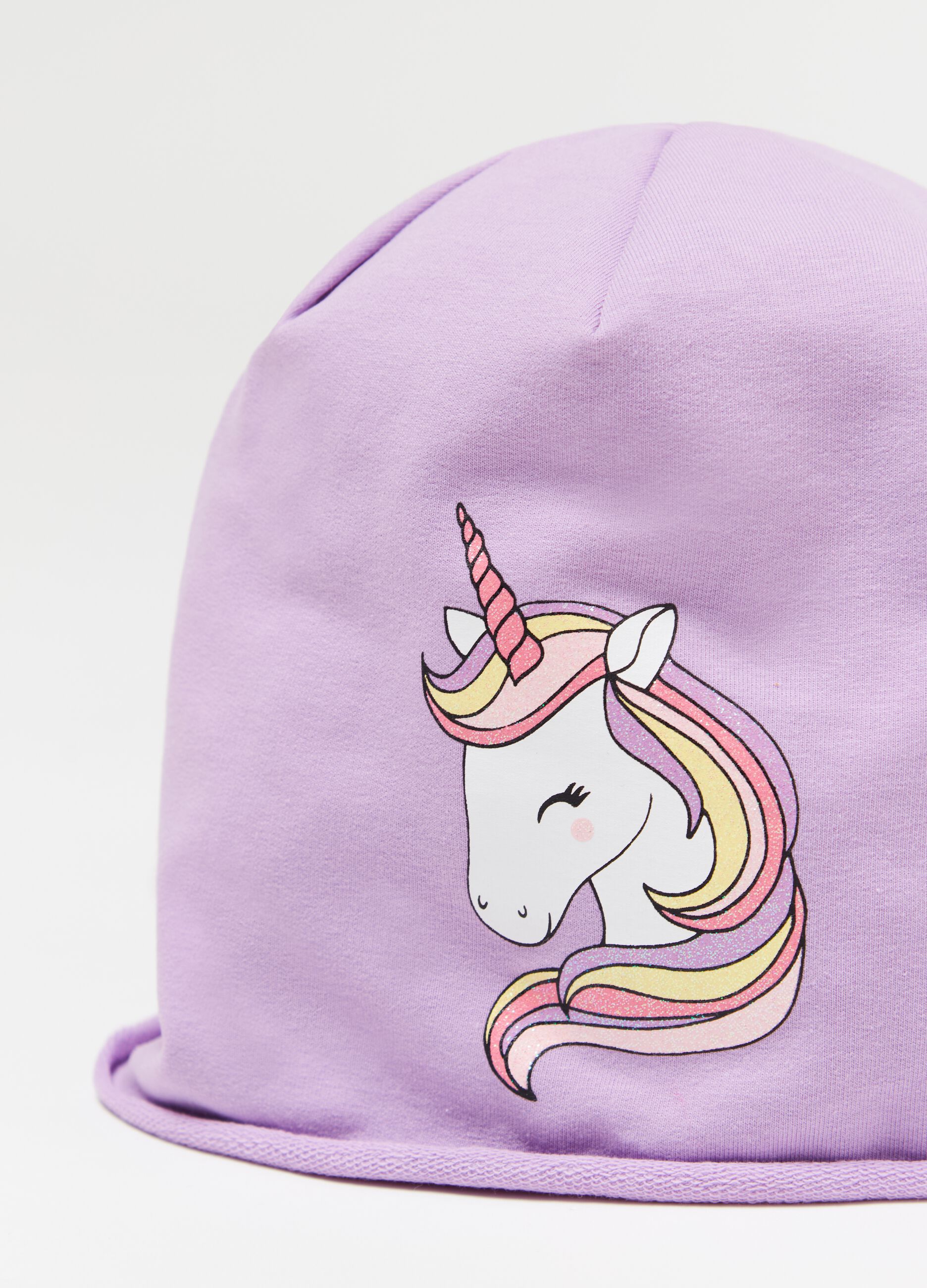 Jersey hat with unicorn print
