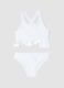 White stretch bikini with frill trim_0