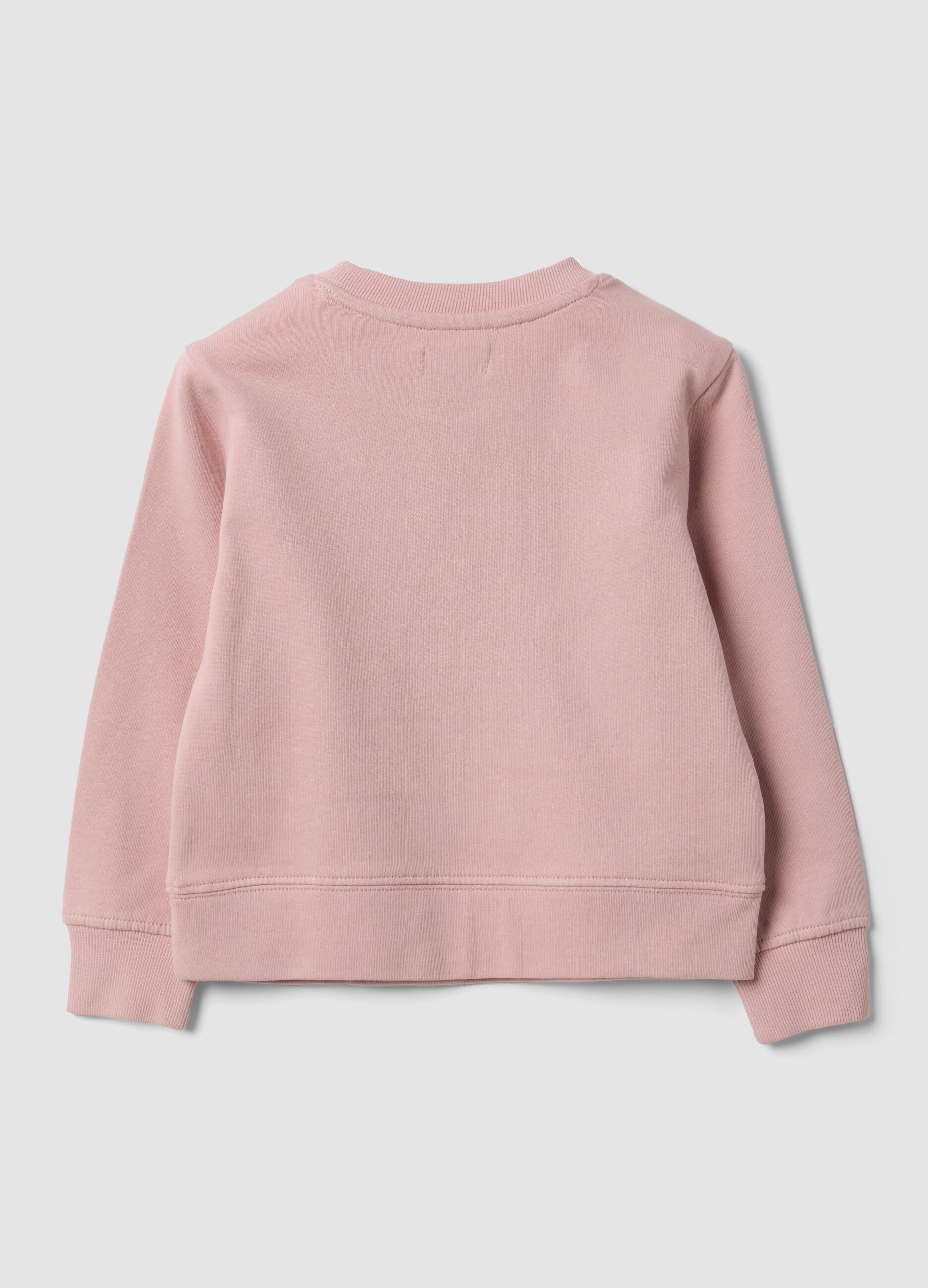 Pink pure cotton crew-neck sweatshirt with heart for girls