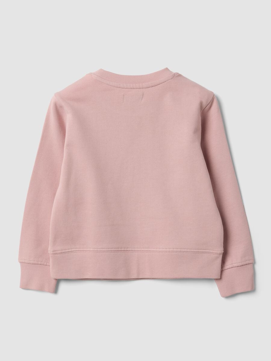 Pink pure cotton crew-neck sweatshirt with heart for girls_1