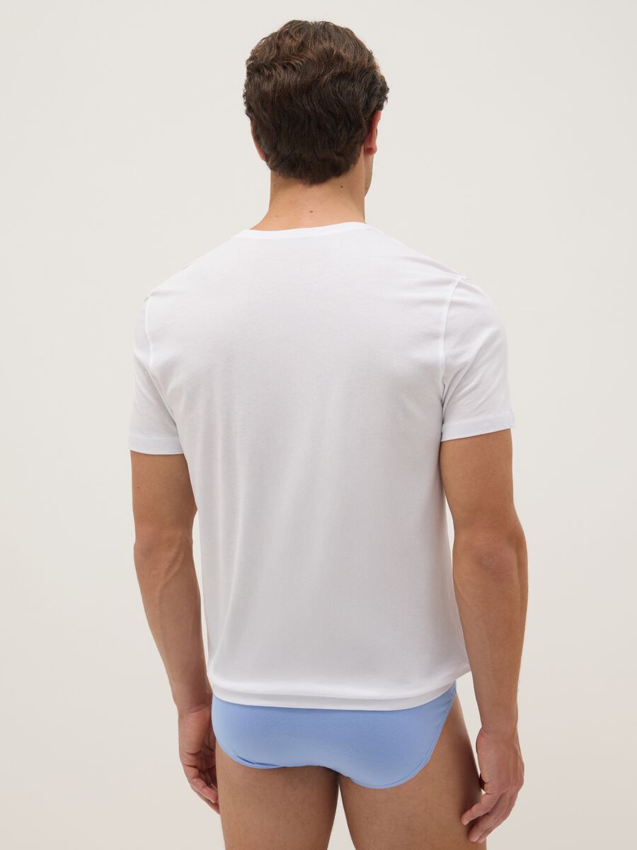 Two-Pack White T-Shirts with Deep V-Neck in Pure Cotton Regular Fit_2