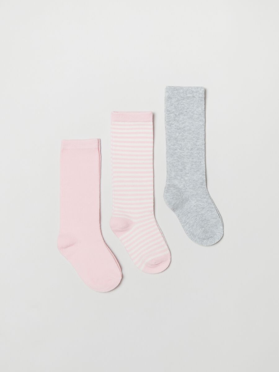 Three-pack long socks with stripes_0