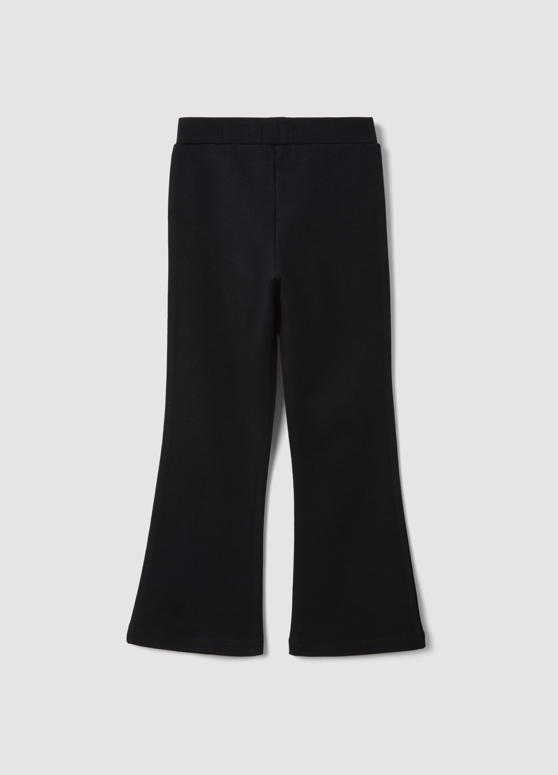 Leggings neri flare in cotone elasticizzato con borchie