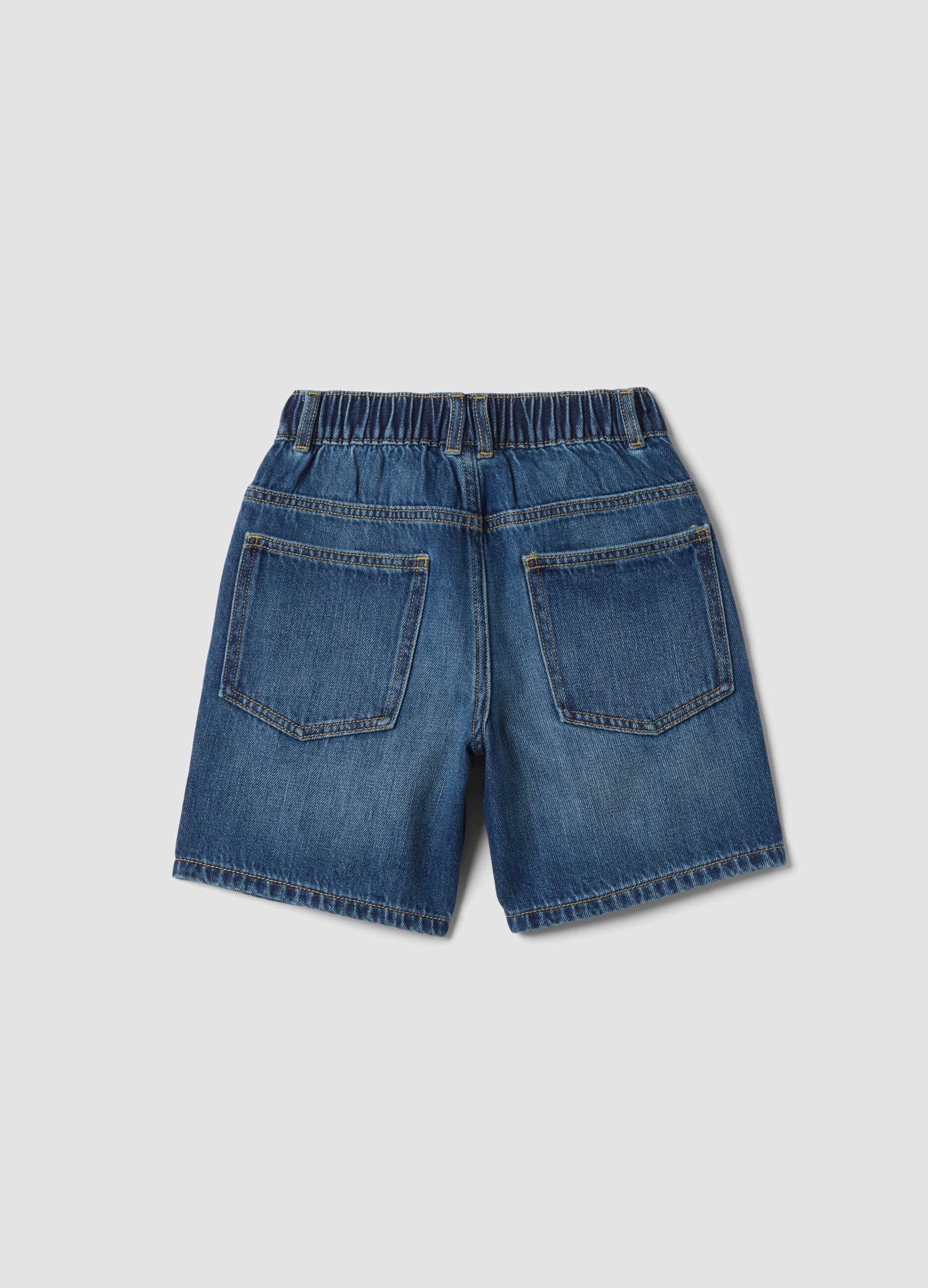 Blue denim cotton-blend boys&rsquo; shorts, regular fit