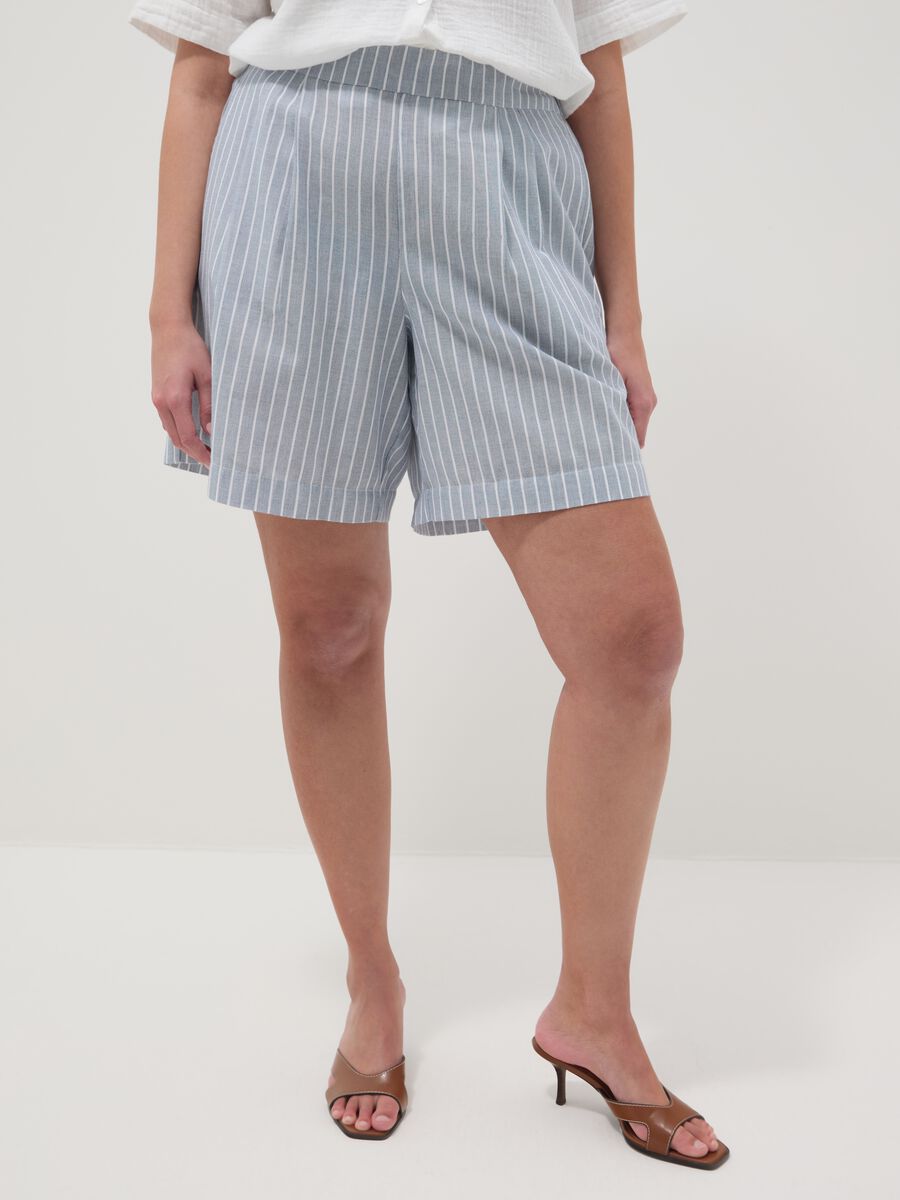 Sky-blue striped pure cotton shorts_1