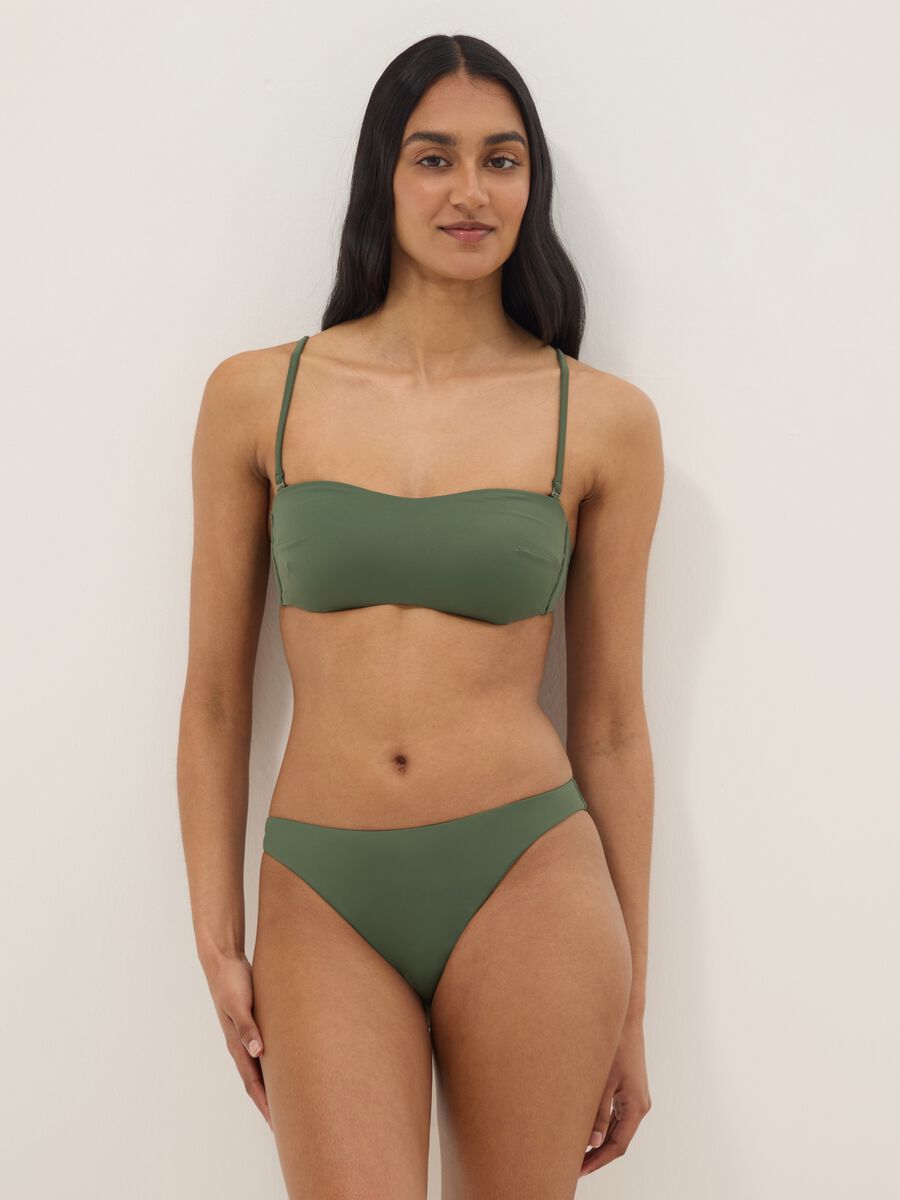Gr&uuml;nes Bandeau-Bikini-Top aus Stretchmaterial mit Polsterung_1