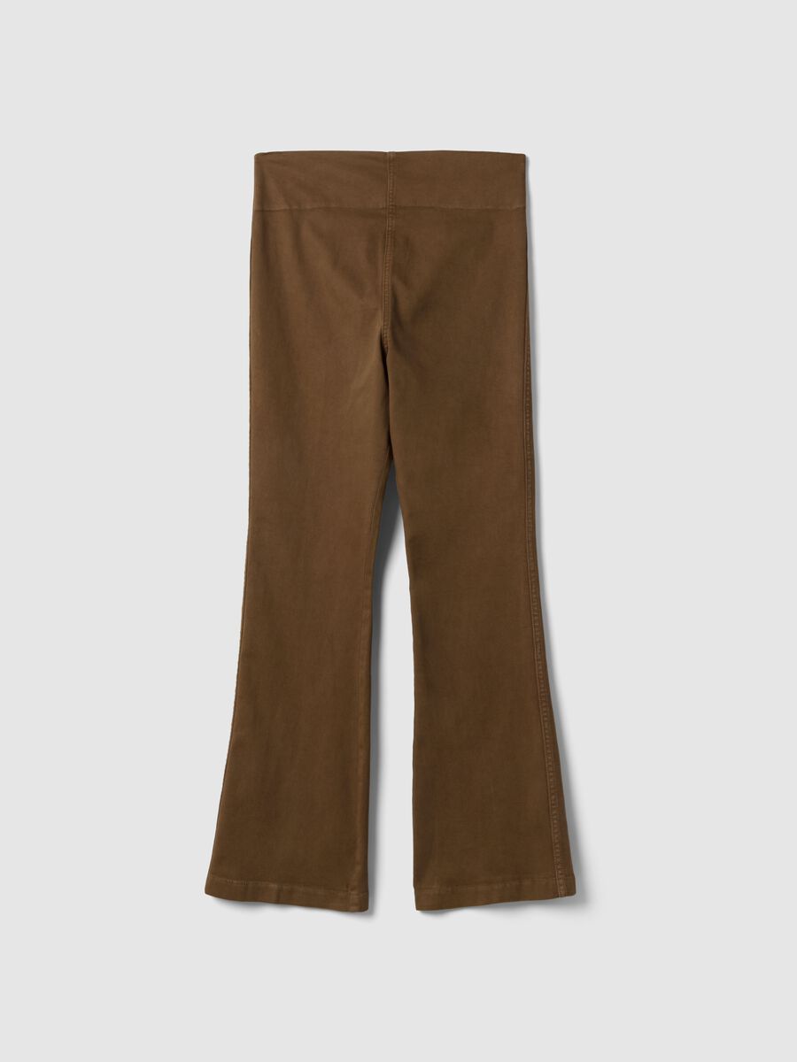 Brown Stretch Cotton Maternity Flare Trousers_4