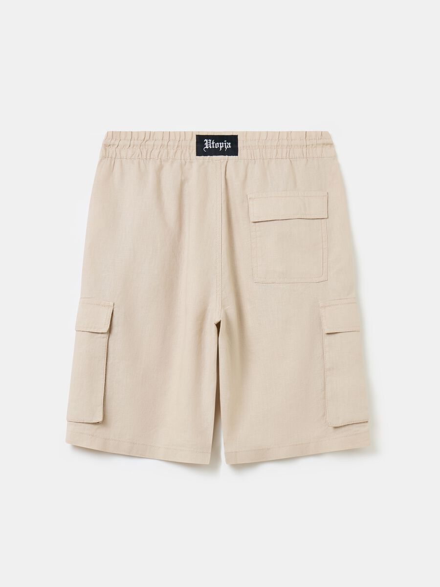 100% Linen Cargo Shorts Sand_6