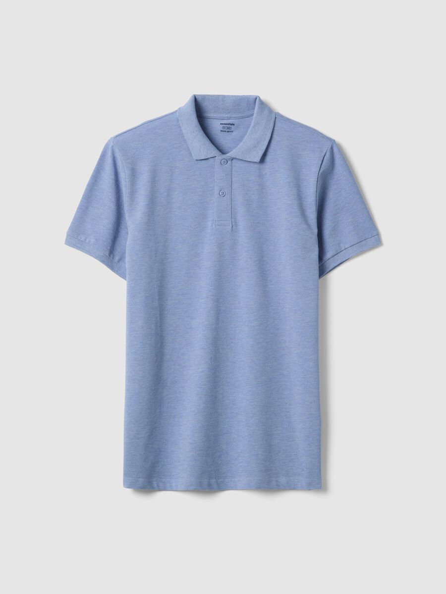 Short-sleeve light blue polo shirt in pure cotton_4