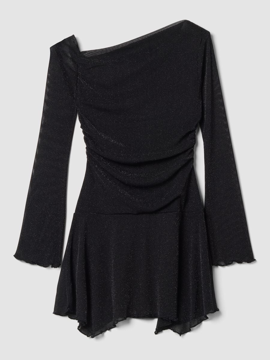 Black stretch dress with flared skirt_2