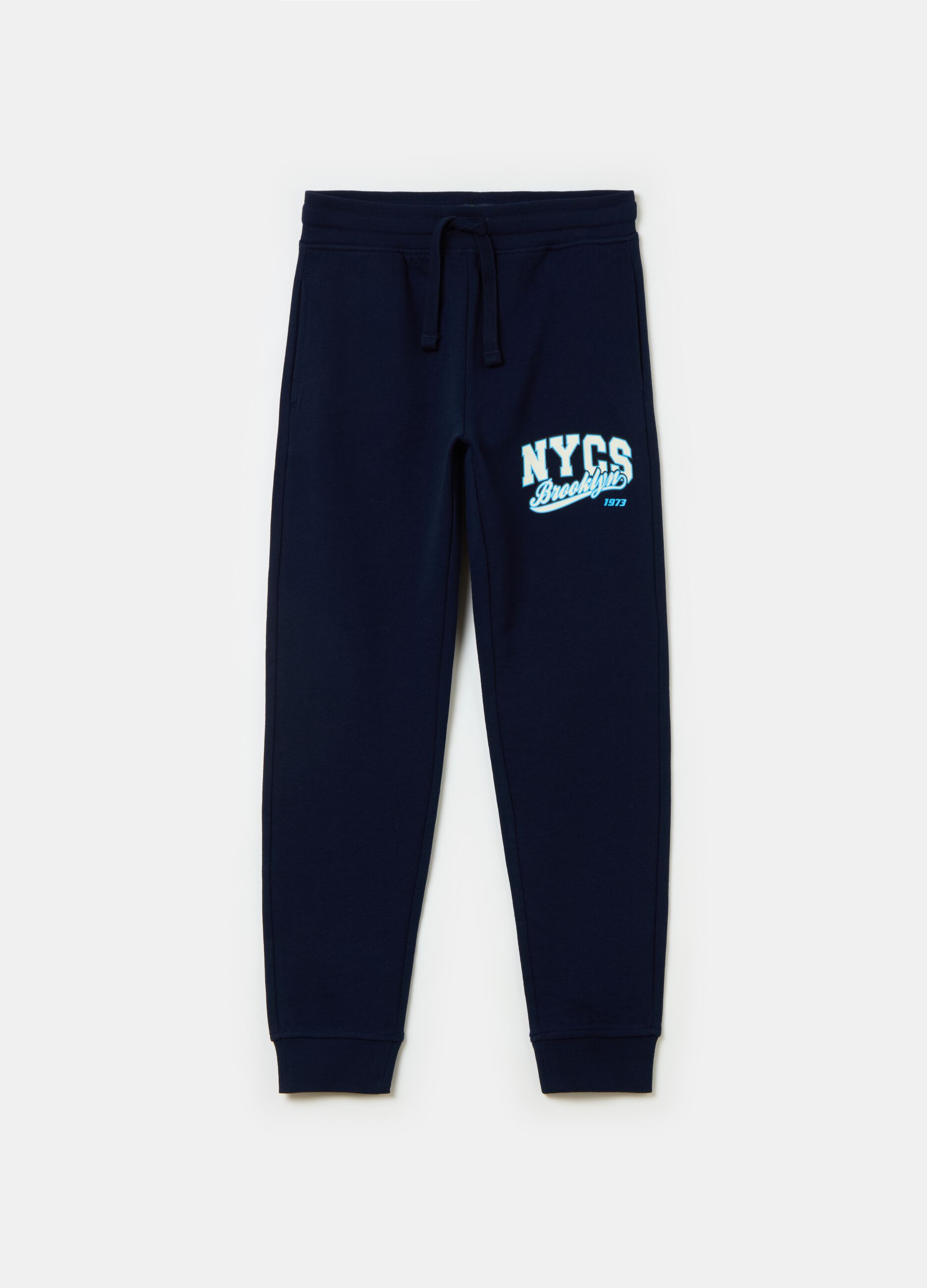 Fleece joggers with lettering print