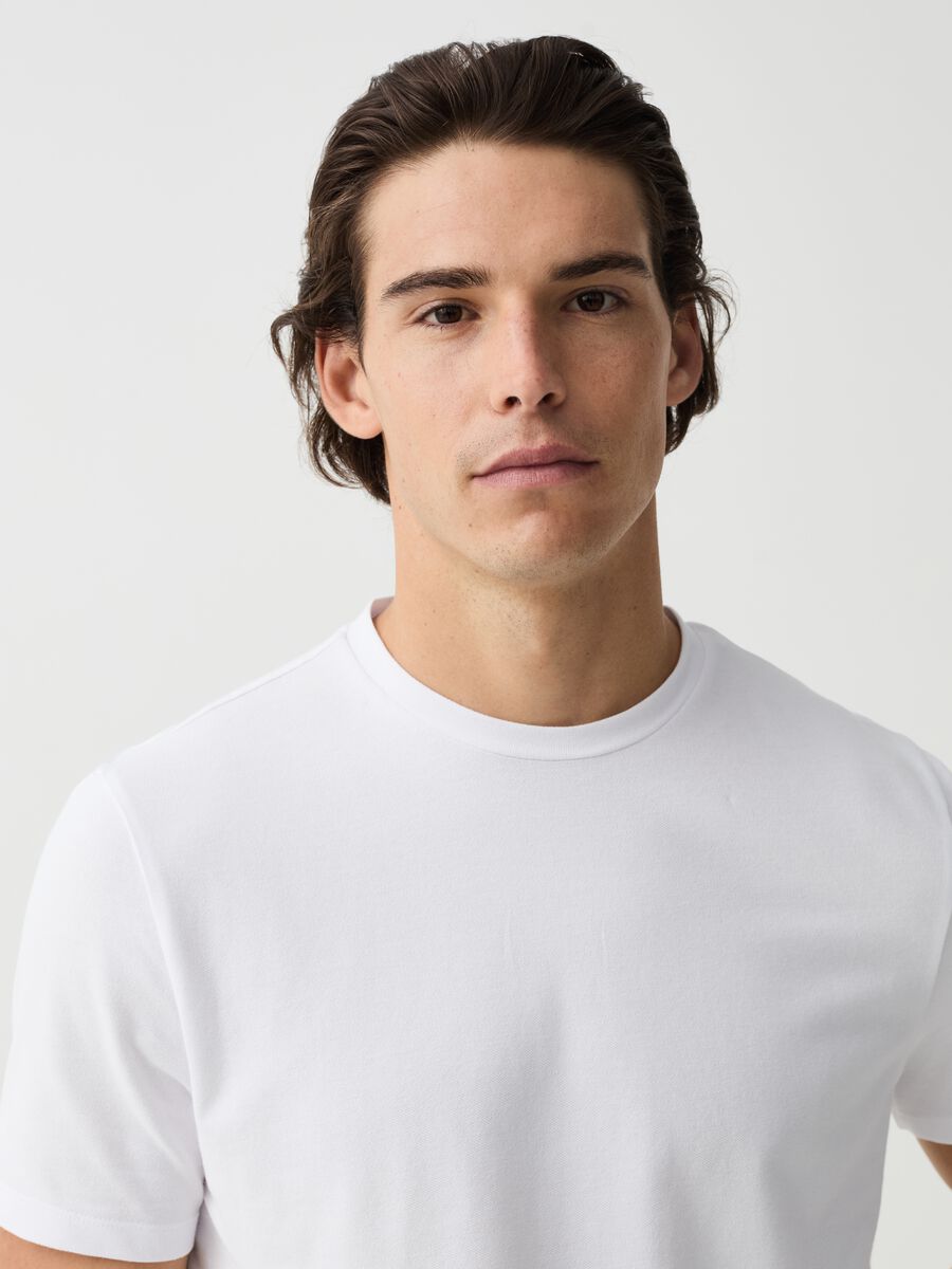 Stretch cotton T-shirt with crew-neck_1