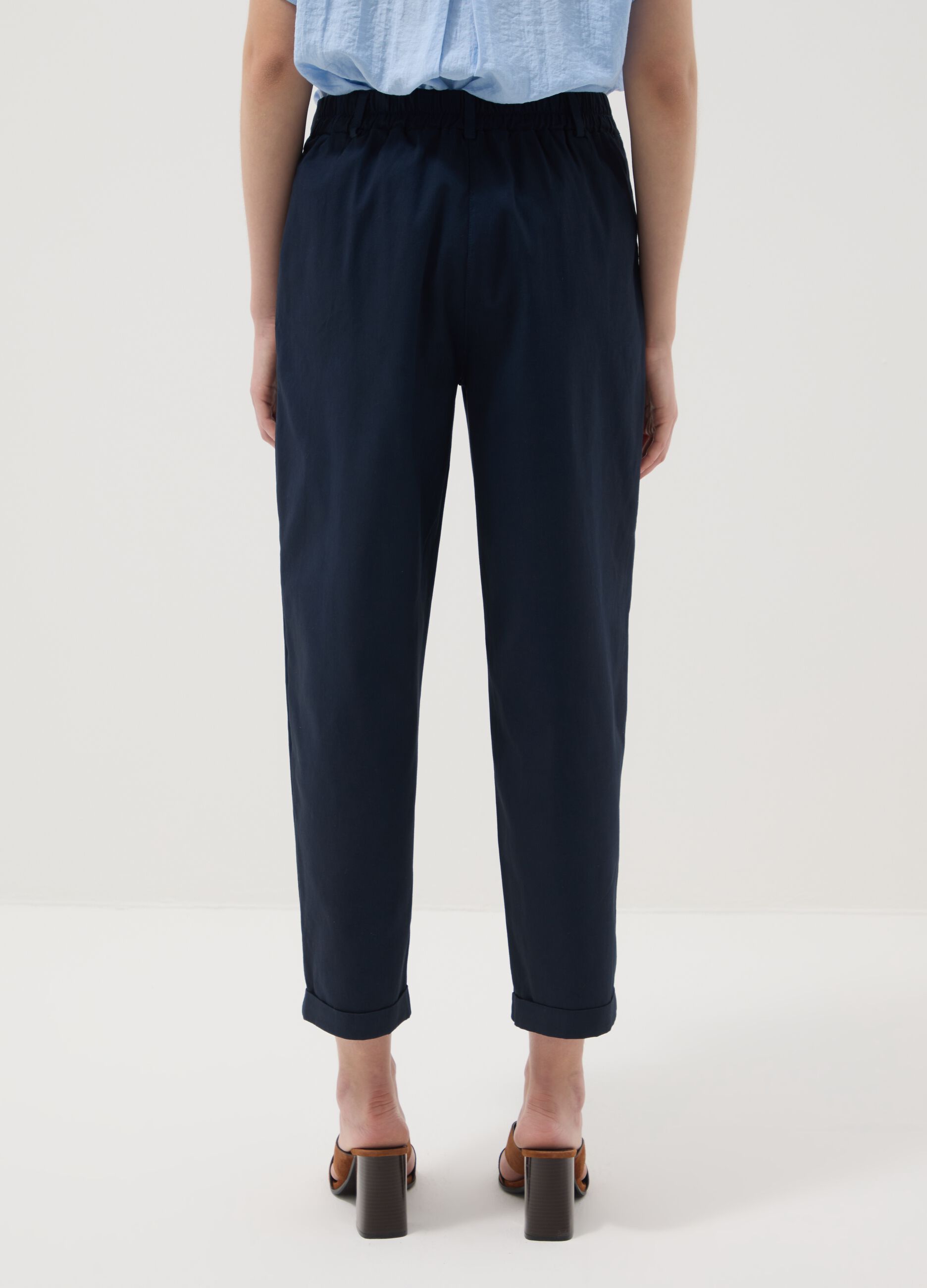 Blue stretch cotton trousers
