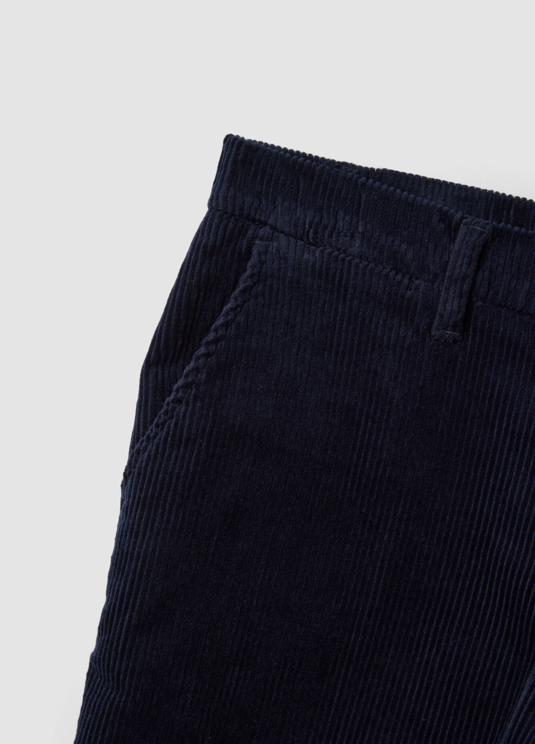 Cal&ccedil;as chino azul-marinho regular fit em bombazina de algod&atilde;o el&aacute;stico
