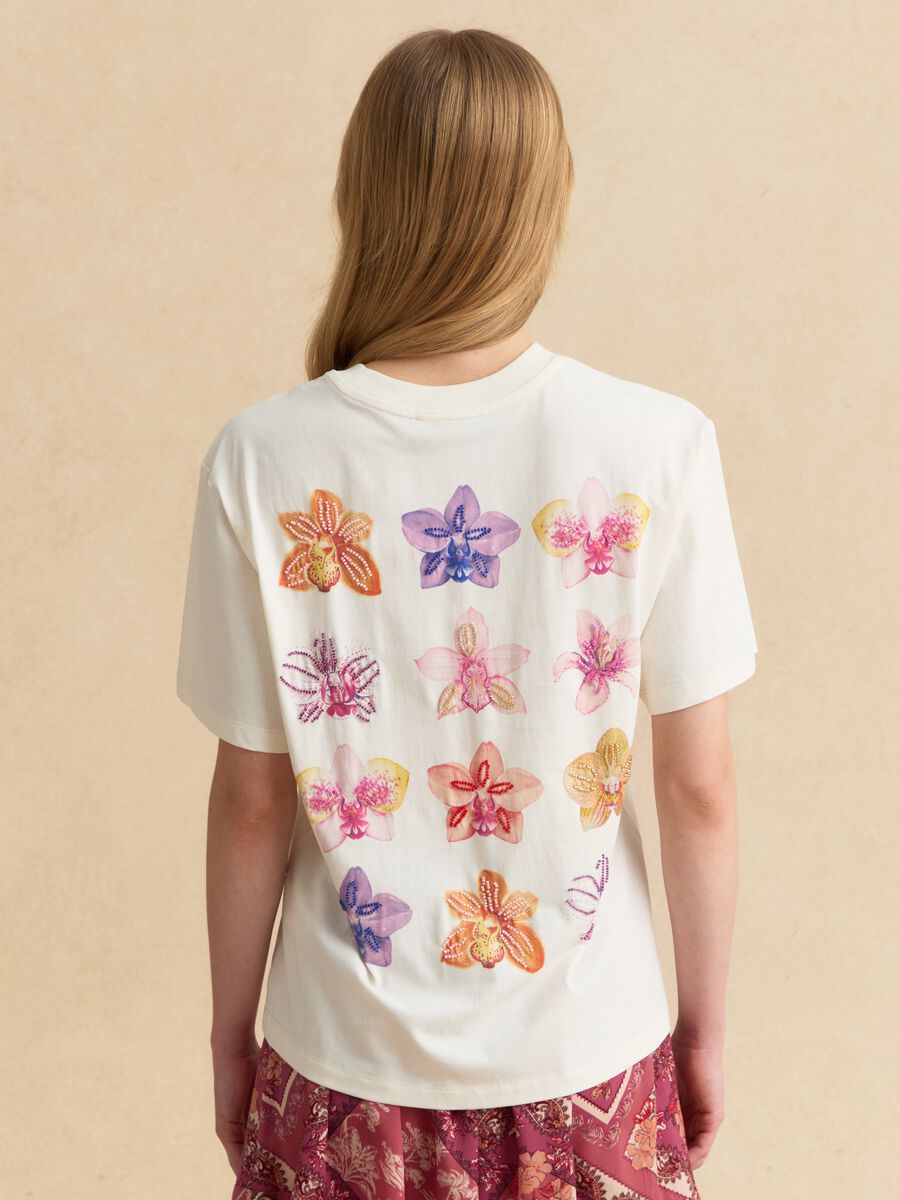 Beiges T-Shirt aus reiner Baumwolle mit kurzen &Auml;rmeln_3