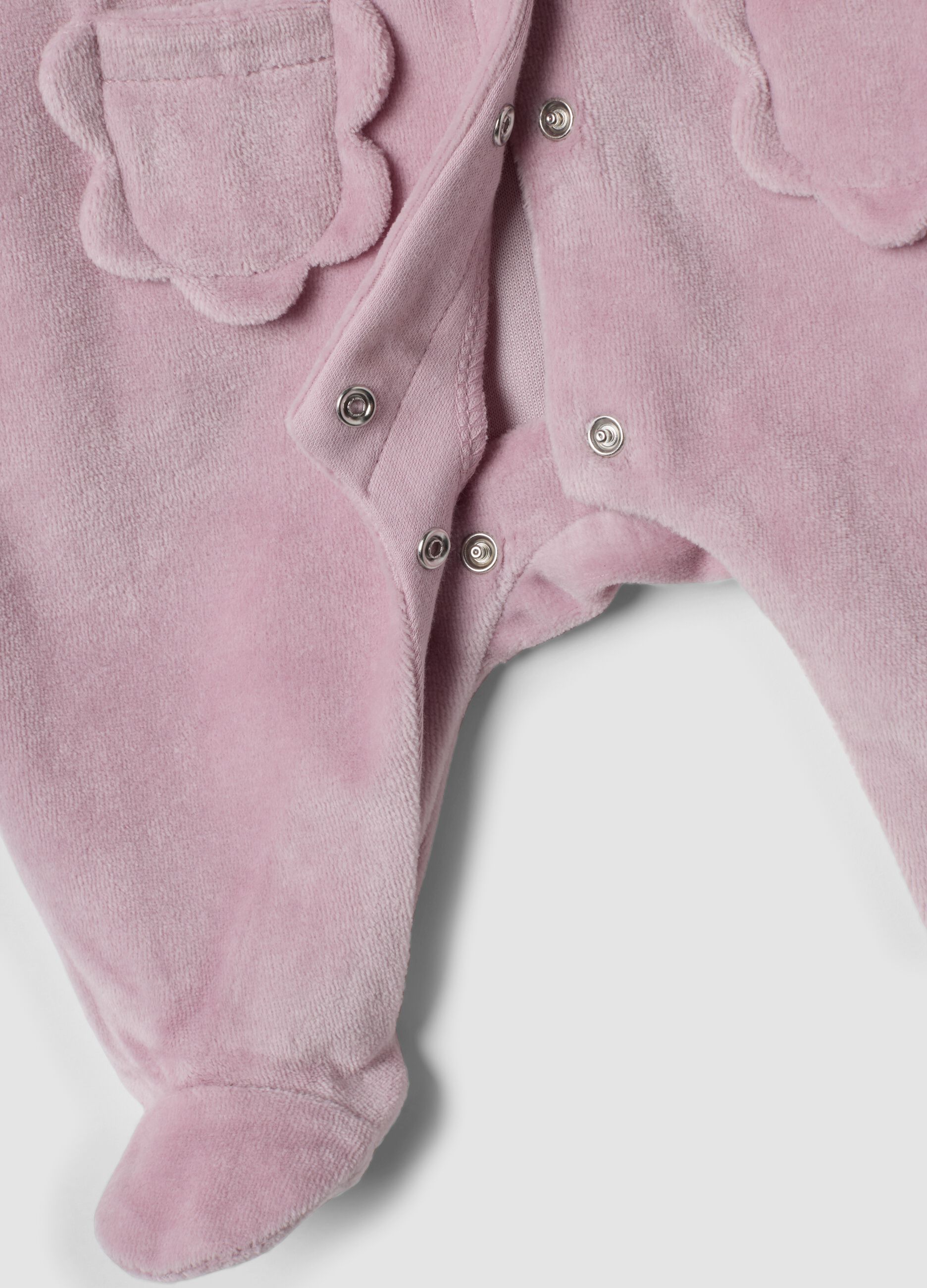 Pink organic cotton-blend baby sleepsuit with feet
