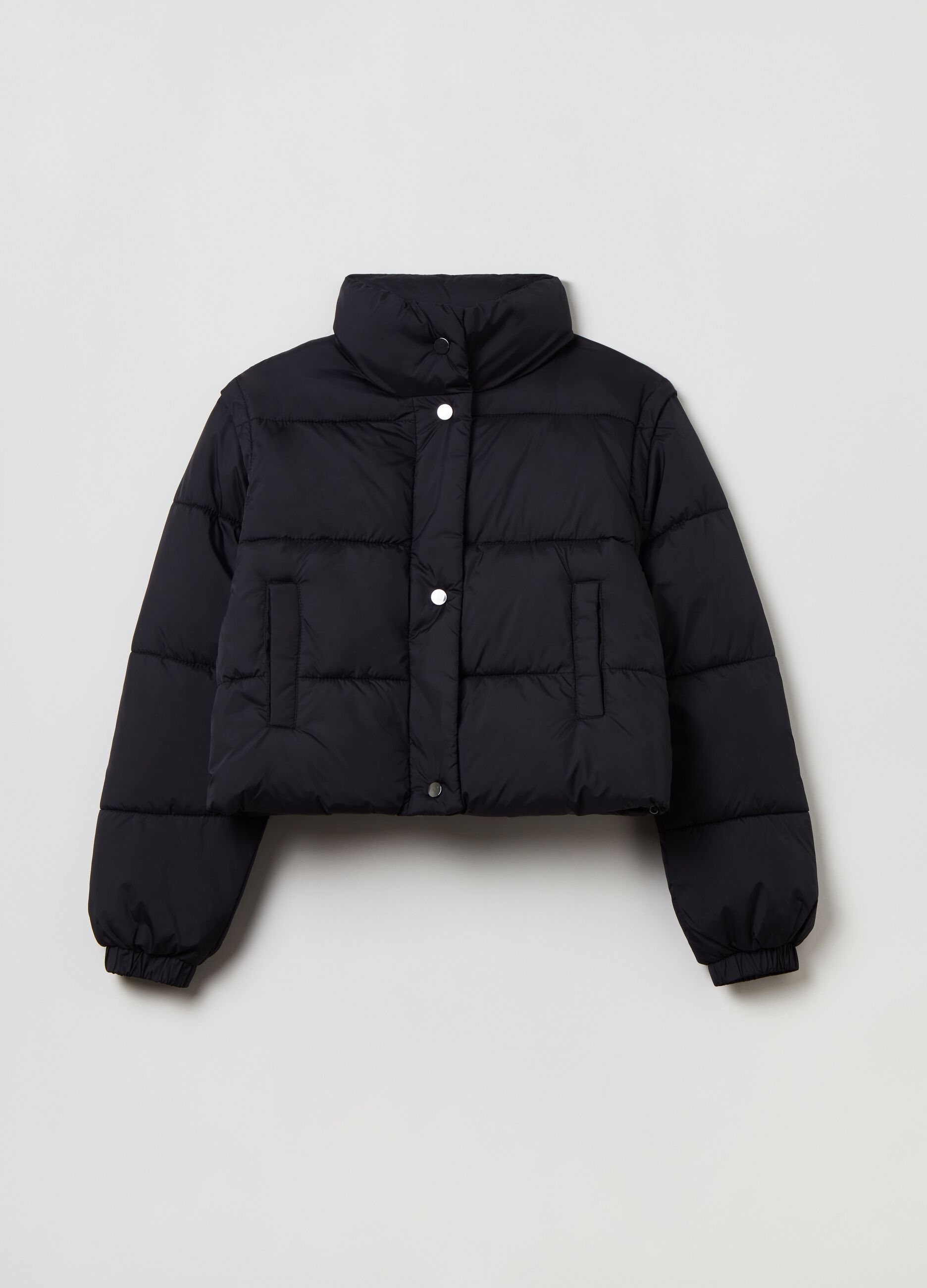 Short down jacket with high neck_0