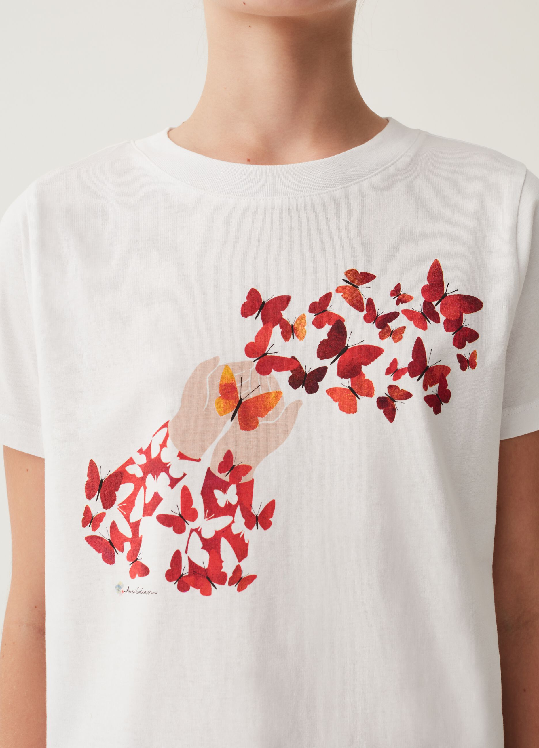 Cotton T-shirt with Anna Godeassi print_3
