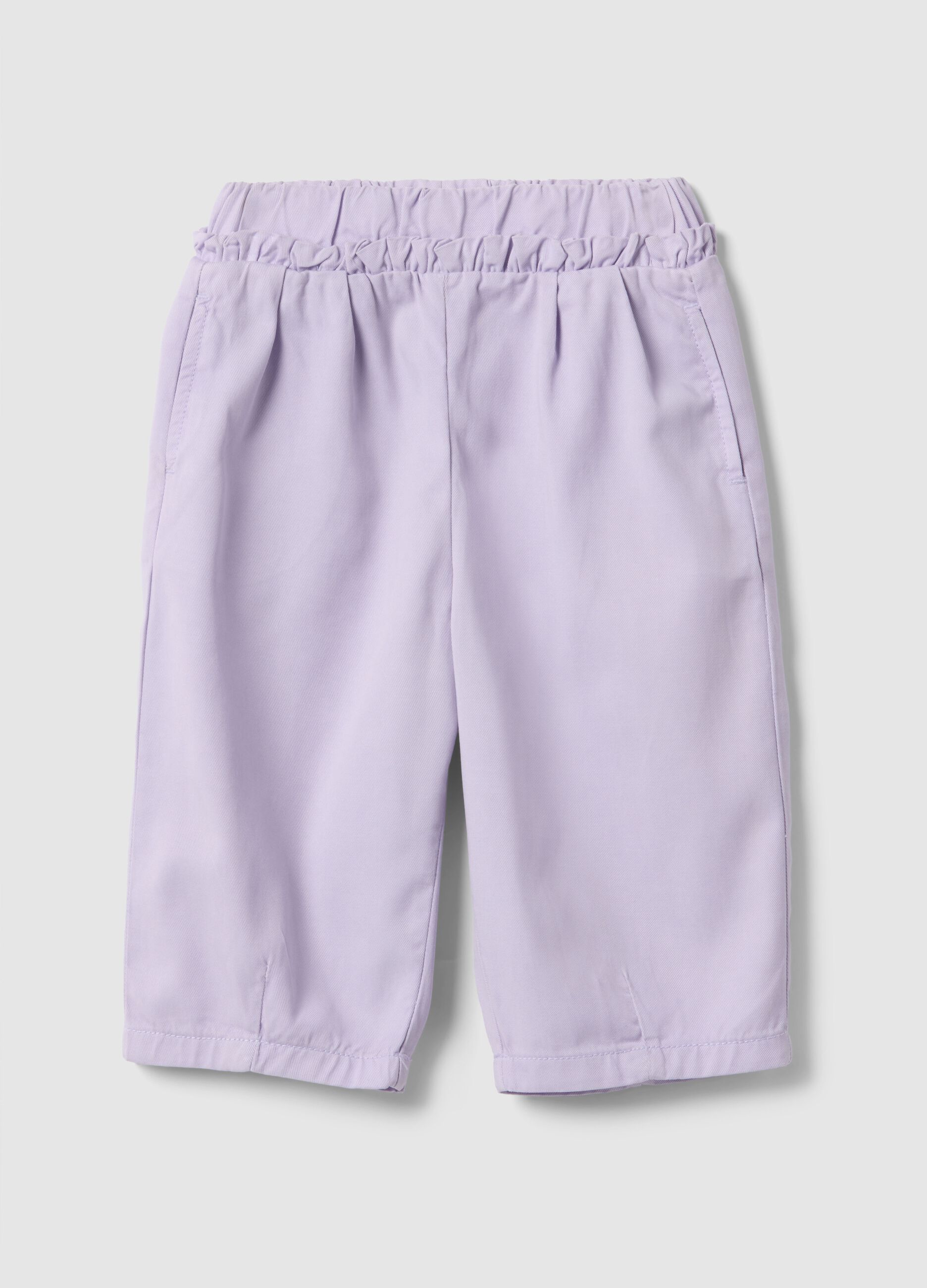 Purple lyocell and cotton baggy trousers for girls