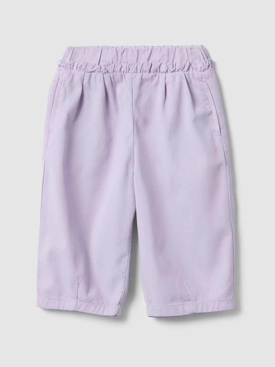 Purple lyocell and cotton baggy trousers for girls_0