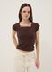 Brown regular fit cotton blend T-shirt with lace details_2