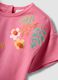 T-shirt rosa de manga curta em algod&atilde;o el&aacute;stico com estampado floral para beb&eacute; menina, corte regular_2