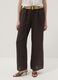 Braune Wide-Leg-Hose aus reinem Leinen mit elastischem Bund_1