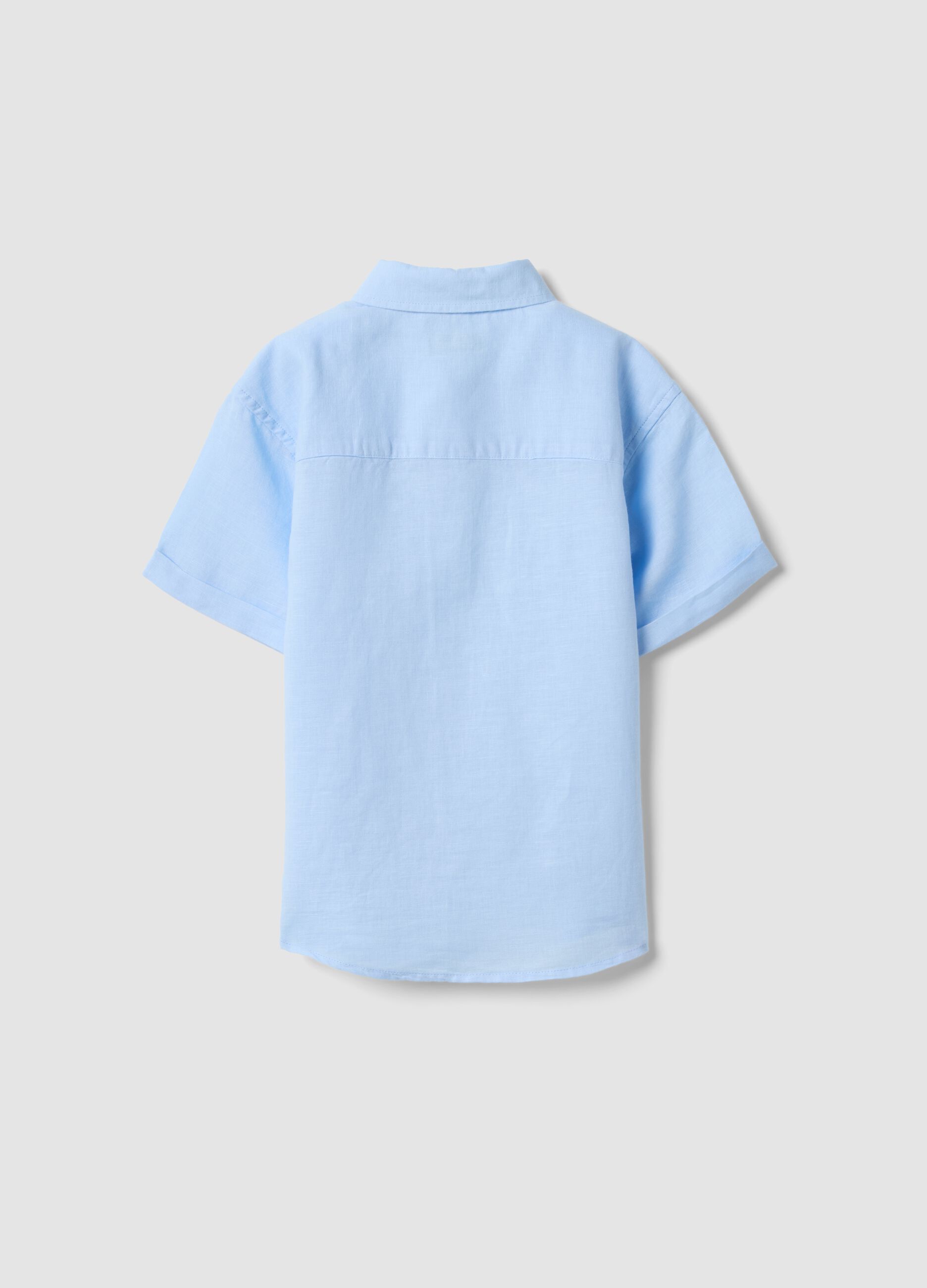 Light blue linen and cotton blend boys&rsquo; shirt, regular fit
