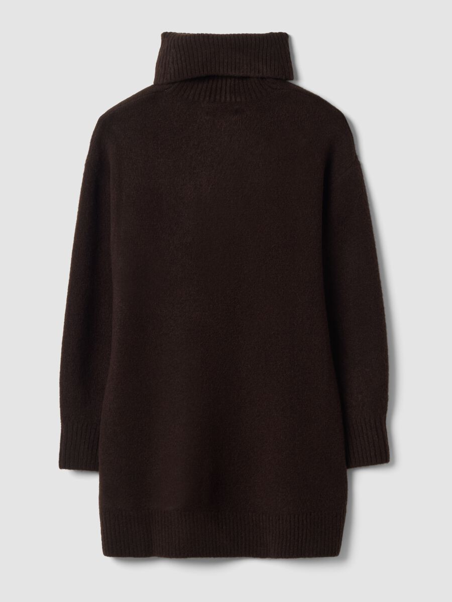 Brown stretch-wool turtleneck dress, regular fit_2