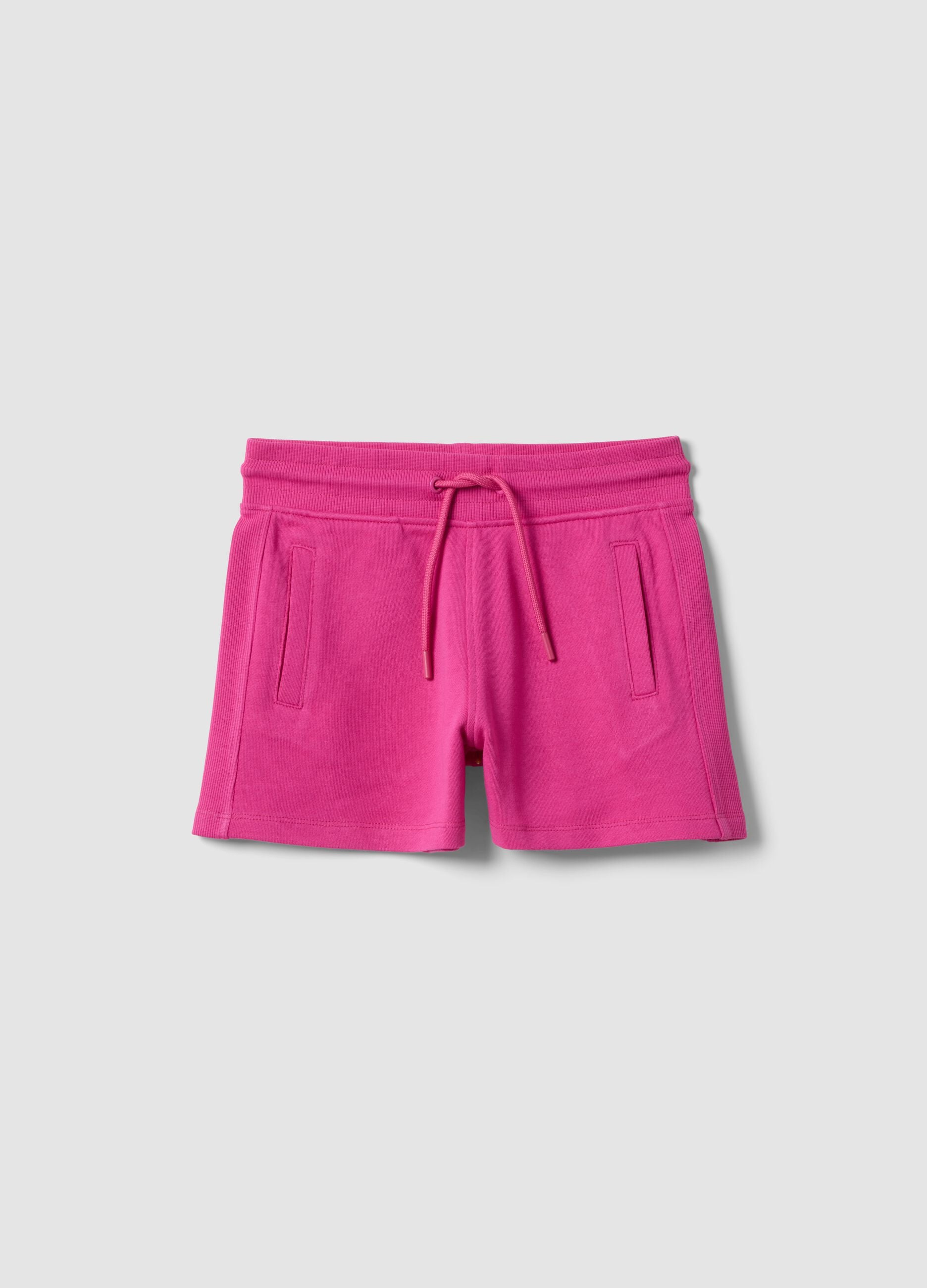 Rosa Shorts aus reiner Bio-Baumwolle f&uuml;r M&auml;dchen mit elastischem Bund