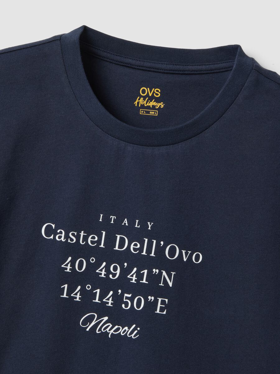 Blaues T-Shirt aus reiner Baumwolle mit kurzen &Auml;rmeln, Regular Fit_5