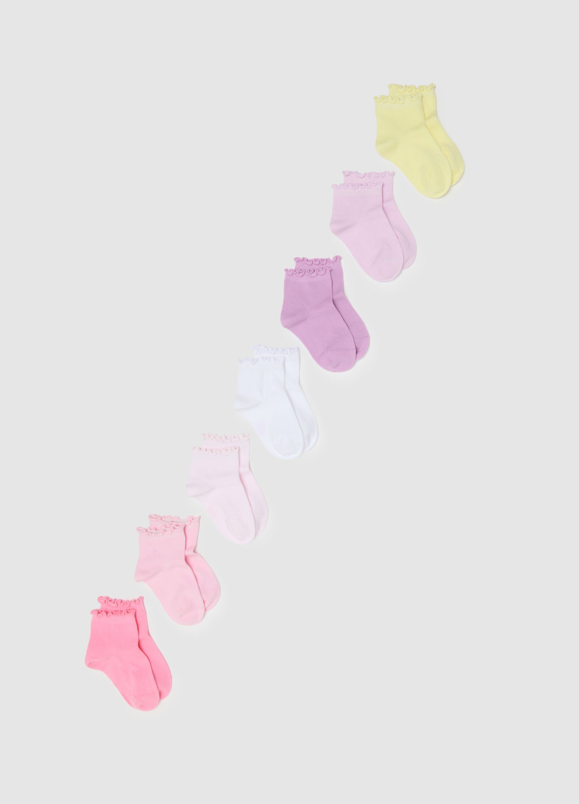 Multipack de meias curtas de algod&atilde;o el&aacute;stico multicolor para meninas