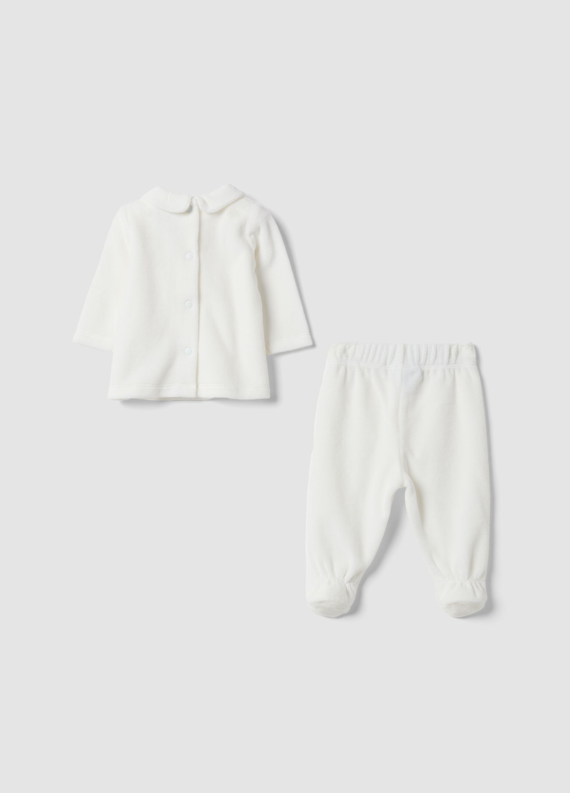 White organic cotton blend set with collar