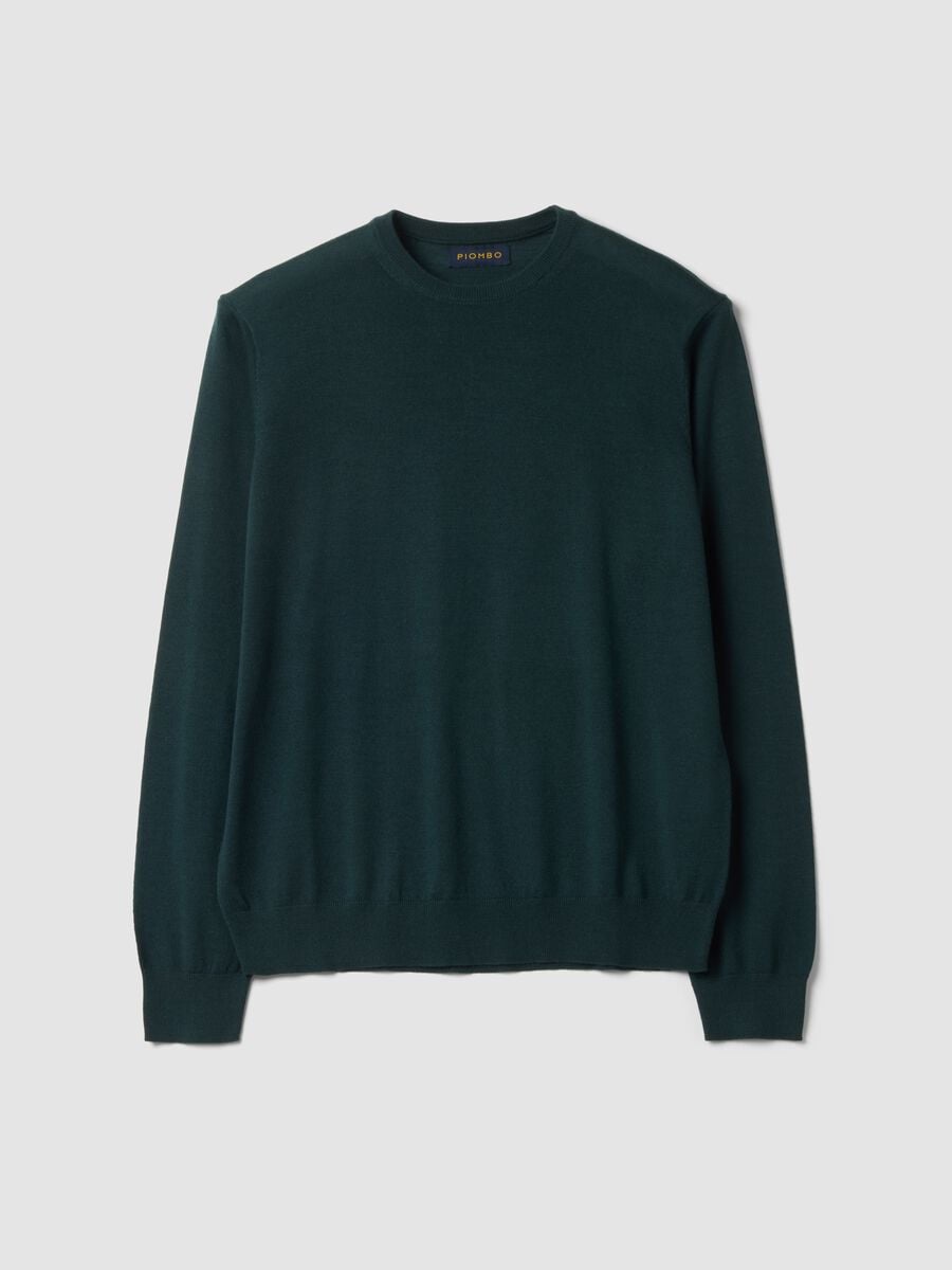Green pure merino wool crew-neck jumper, regular fit_4