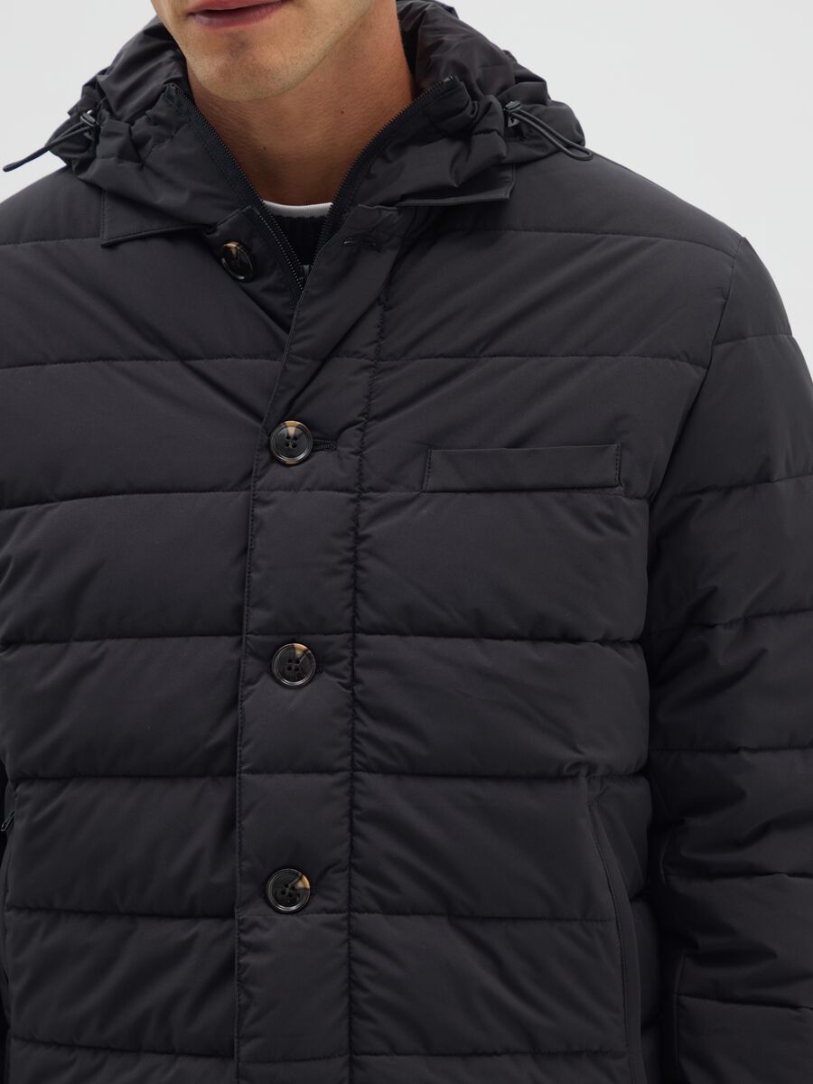 Black regular fit parka jacket with zip_4