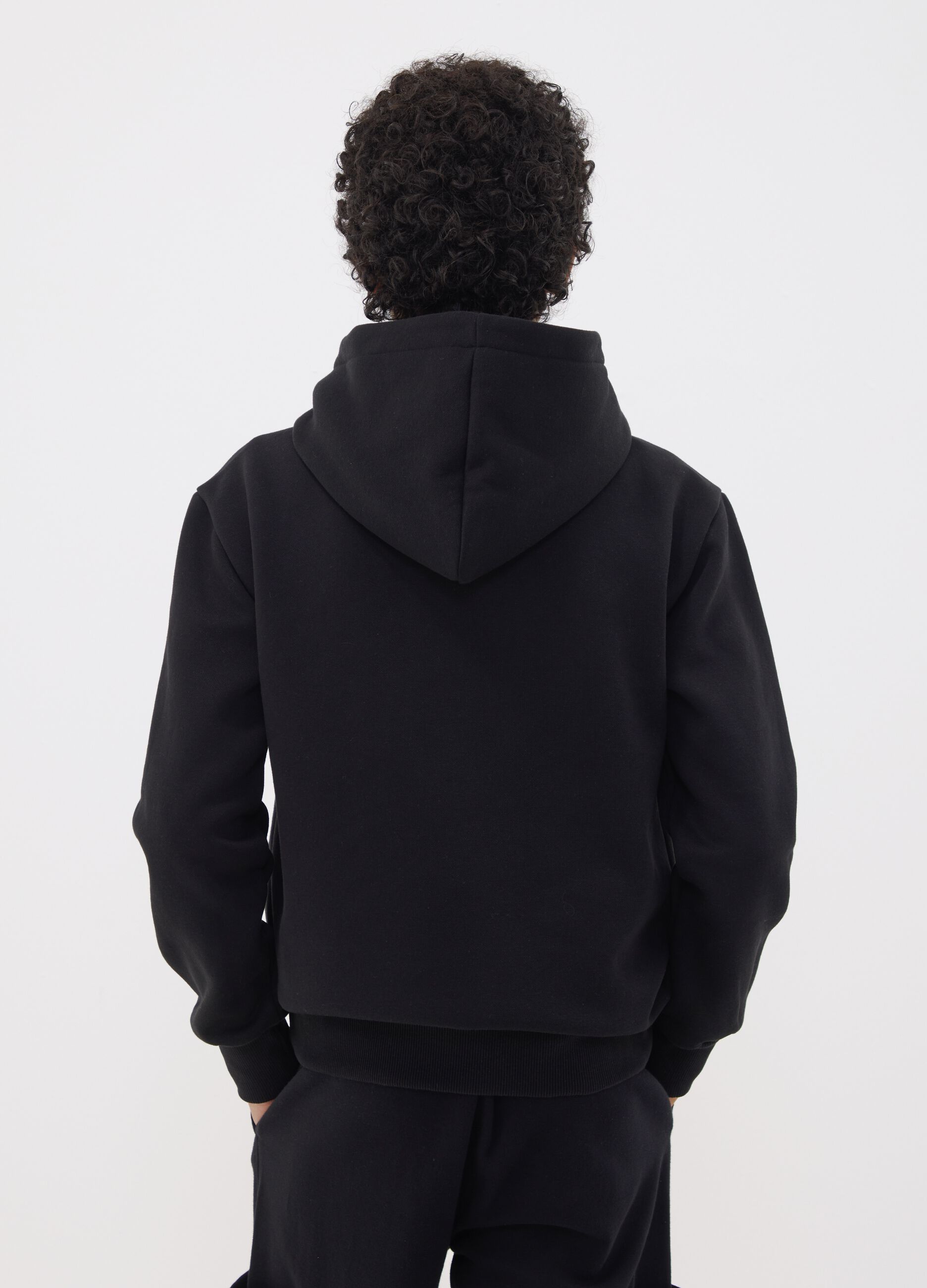 Black cotton-blend hoodie with Brooklyn Nets print for boys