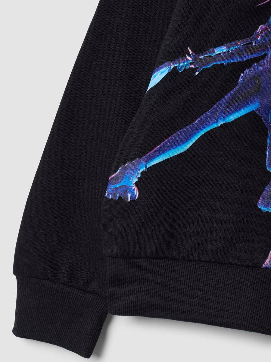 Schwarzer Hoodie aus reiner Baumwolle mit K‑Pop Demon Hunters Print_3