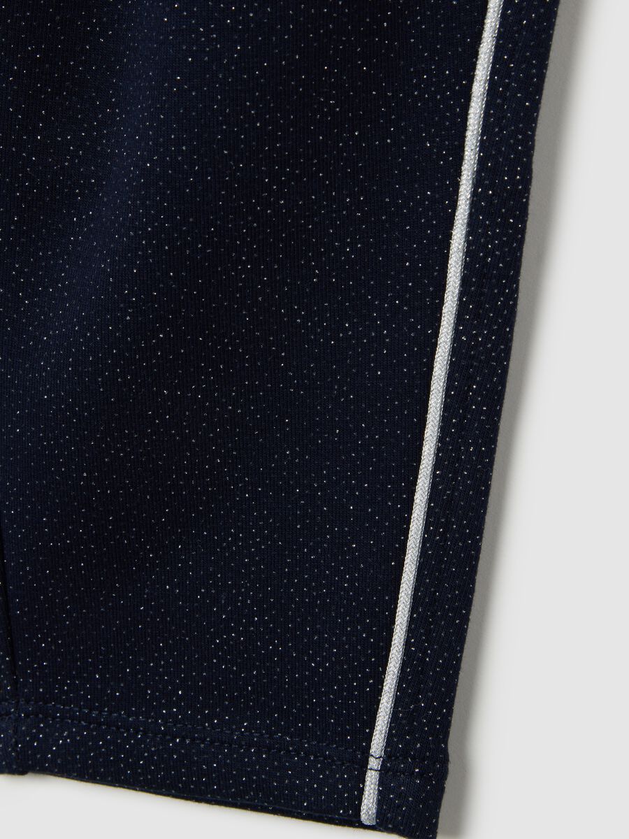 Girls' blue stretchy cotton trousers with glitter_3