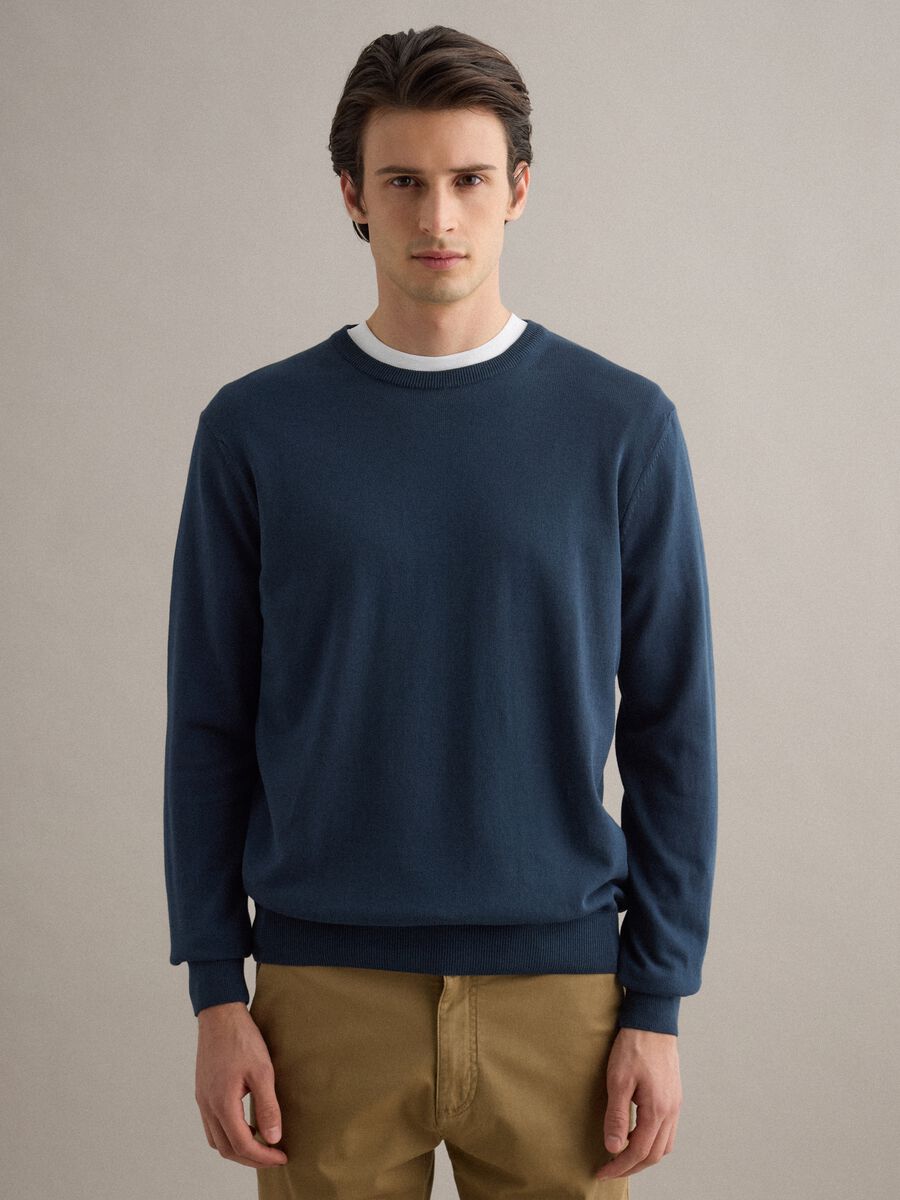 Blue Cotton Jumper, Regular Fit_0
