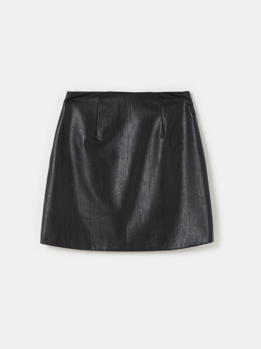 Vintage-effect faux leather miniskirt_4
