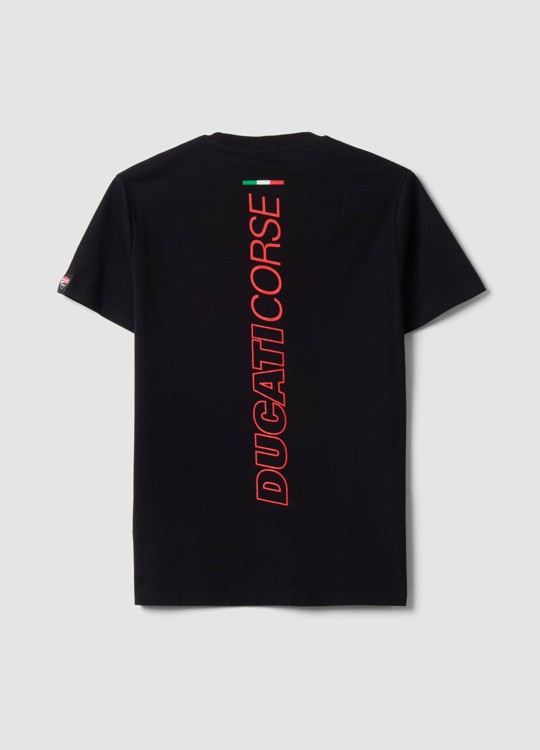 Black pure cotton T-shirt with Ducati print, regular fit