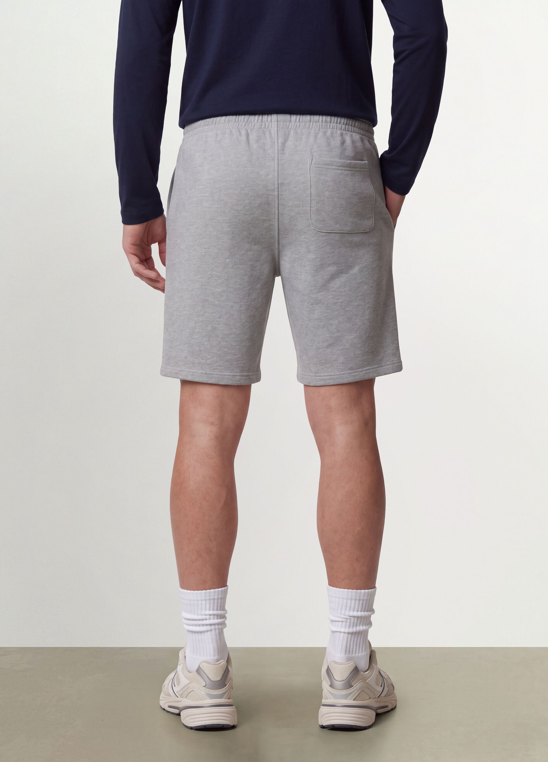 Graue Shorts aus Baumwollmix mit elastischem Bund, Regular Fit