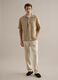 Beige pure linen regular fit shirt with bowling collar_1