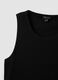 Black ribbed stretch-cotton fitted tank top_1