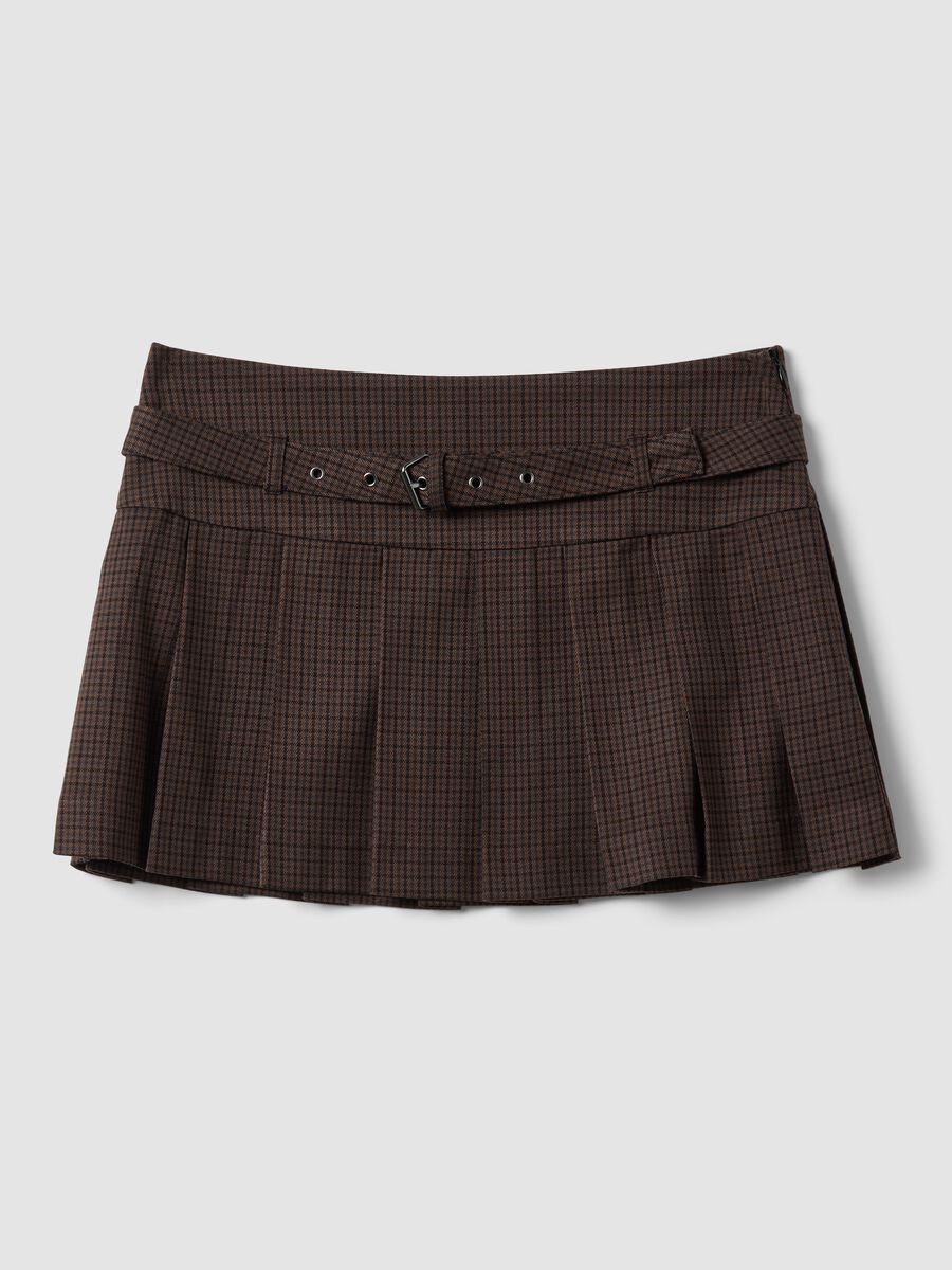 Brown pleated skirt in stretch viscose_0