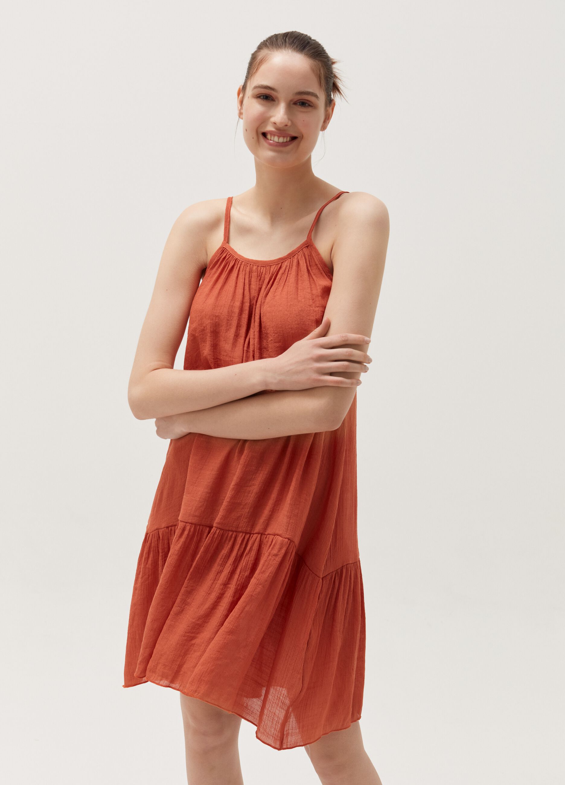 Midi cover-up dress with flounce