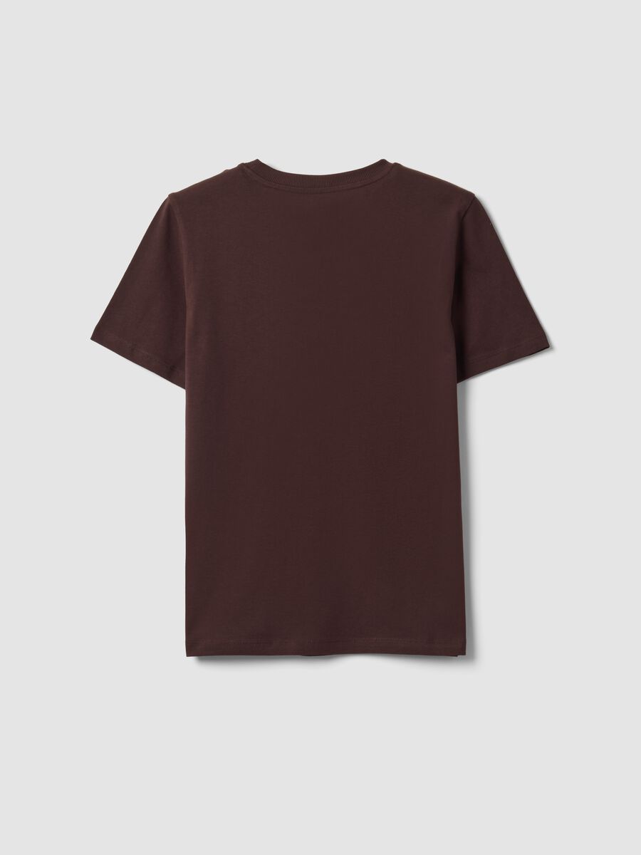 Brown crew-neck T-shirt in pure organic cotton, regular fit_2